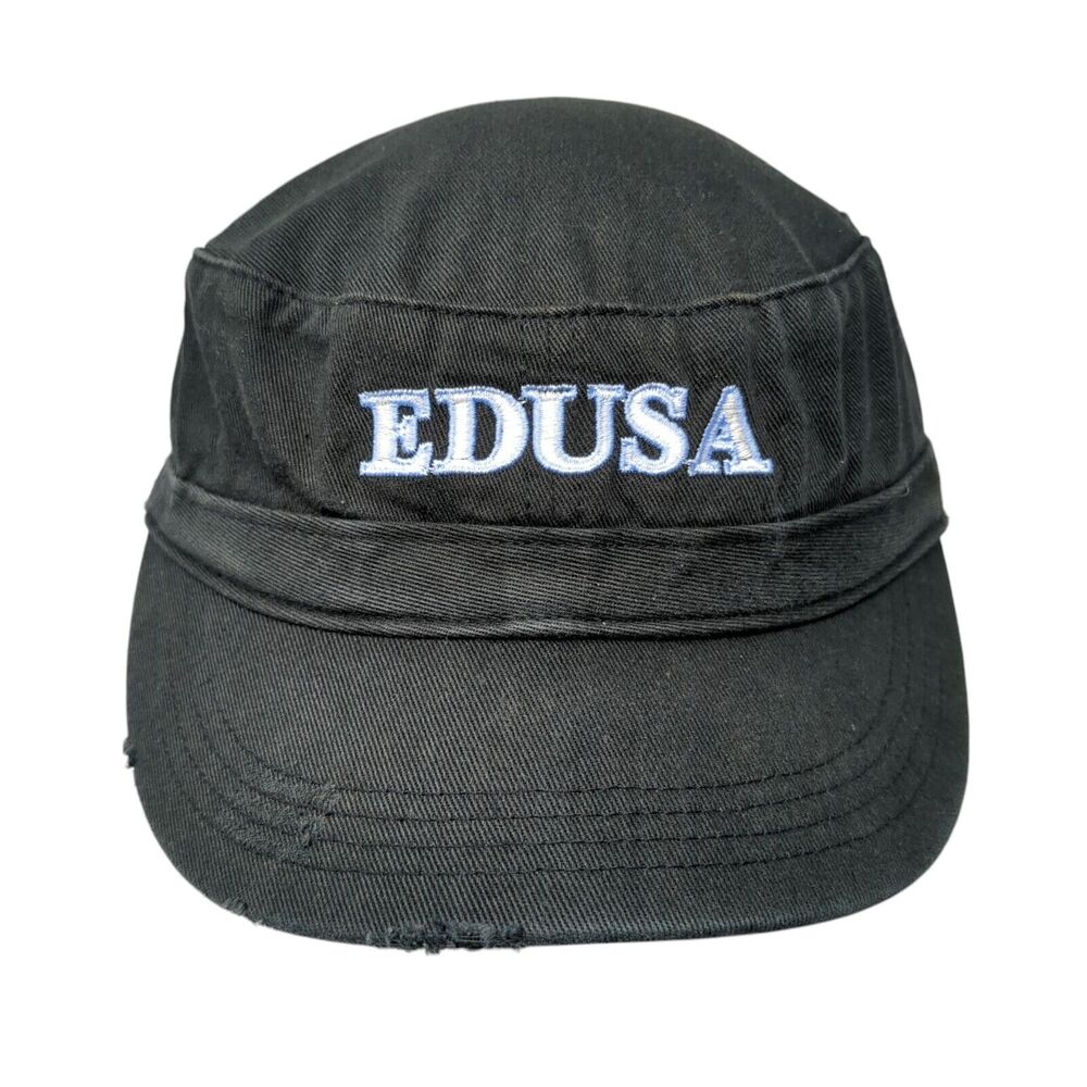 Edusa Strapback Cadet Army Hat Black OSFA Adjustable District Threads